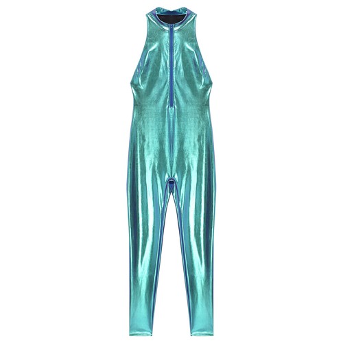 Damen Metallic Strumpfhose Body Einteiler Jumpsuit Nachtclub Strampler Einfarbig - Bild 9 von 56