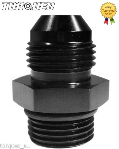 AN -6 (AN6 AN 06) to ORB-8 (AN-8 3/4" UNF) O-Ring Boss Adapter In Black - Picture 1 of 1