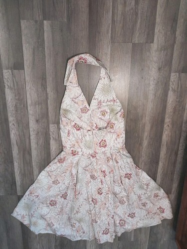 Vint. Amanda Smith Größe 8 Blumen Neckholder Kleid Flapper-Stil Perlenausschnitt. B59 - Bild 3 von 7