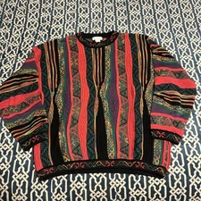 Vintage Norm Thompson Tundra 3-D Knit COOGI STYLE Sweater (L) 1990's Mercerized