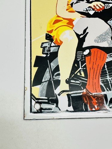 Vintage Porzellan Emailschild Triumph Motorcycles 8”x10,5” Plakette Automobil - Bild 5 von 9