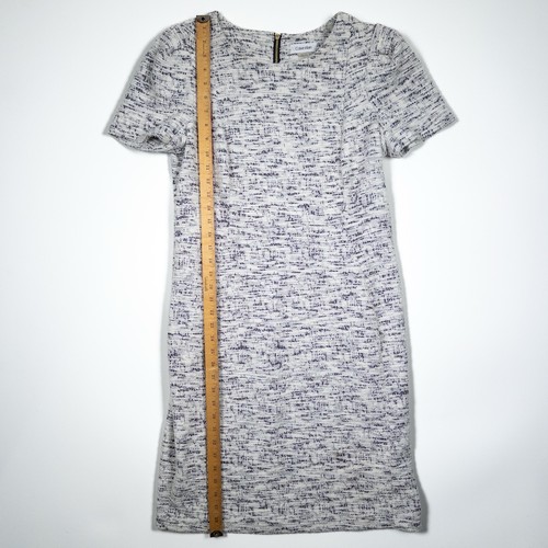 Vestido vaina para mujer Calvin Klein tejido tweed manga corta gris blanco talla 14 - Imagen 7 de 9