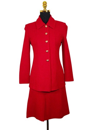 St. John Collection by Marie Gray Red Skirt Suit- Paneled A-Line Skirt –Size 2 - Picture 4 of 14