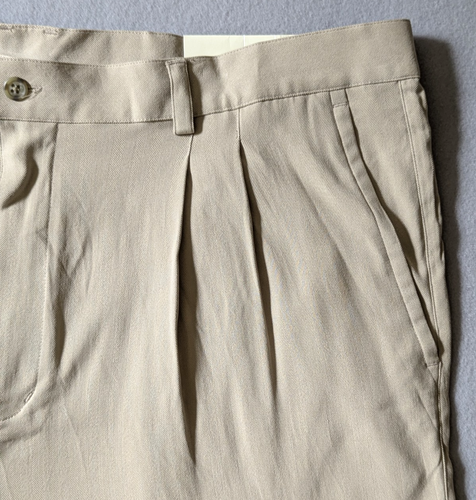 Axis Seidenshorts Herren 42 Leinenfarbe Plissee Tasche Freizeit leicht Neu mit Etikett - Bild 2 von 9