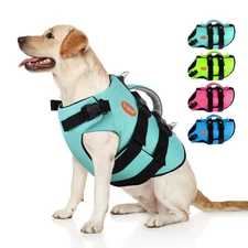 Dog Life Jacket Neoprene, High Buoyancy Dog Harness Life Vest for Swimming an...
