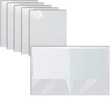 Better Office Products 2 Pocket Glossy Laminated White Paper Folders, Letter ...