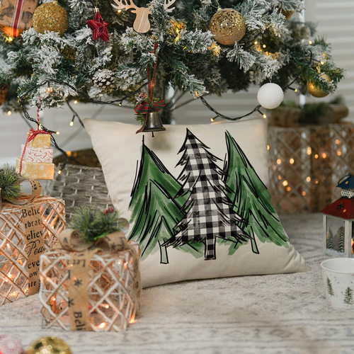 AVOIN Watercolor Christmas Tree Throw Pillow Cover, 18 X 18 Inch Holiday Buffalo - Picture 3 of 12