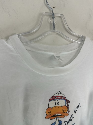 Vintage 1987 Duckmania White T-Shirt Men’s Size LARGE ‘DUCK YOU’ Rude Tee Funny - Picture 4 of 10