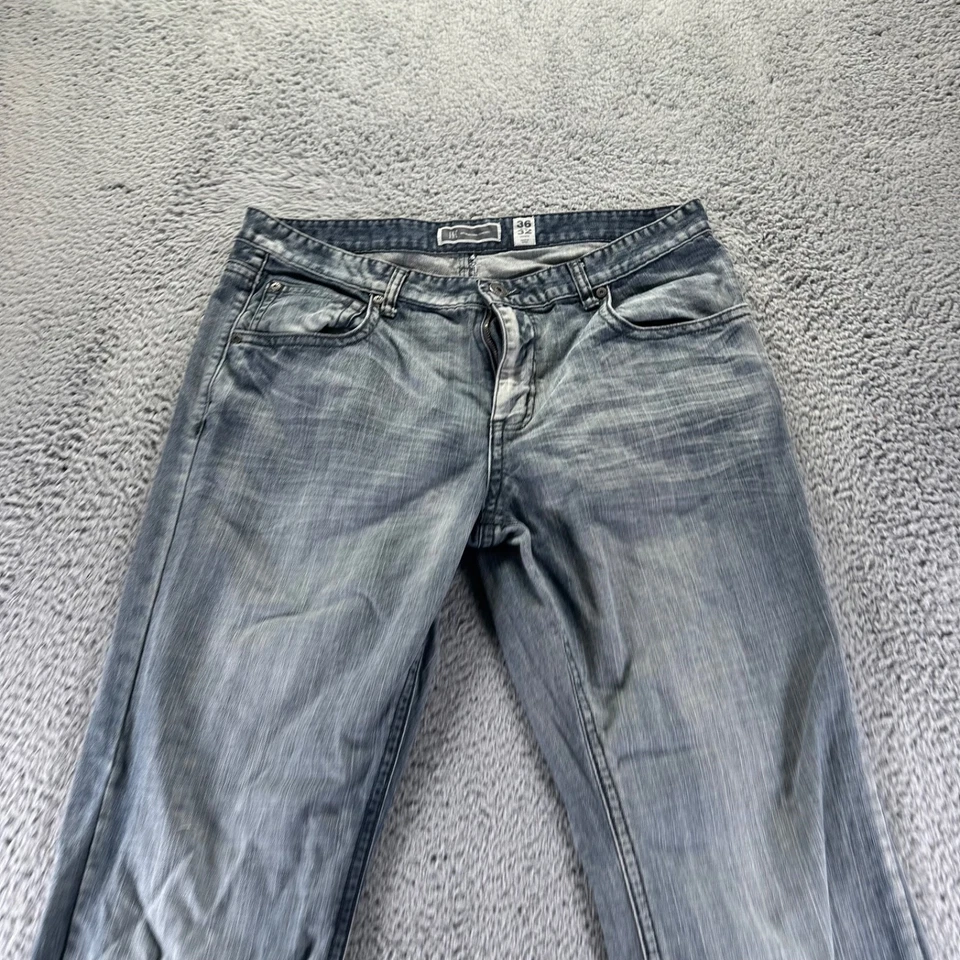 Pantalones de mezclilla INC para hombre 36x32 azul lavado medio algodón Barcelona calce relajado holgados Foto 2 de 4