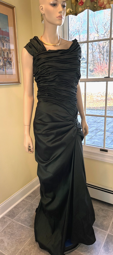 Nuevo $415 Vestido TADASHI Talla 16/XL Verde Oscuro/Cazador Elástico Seda Tafetán Vestido - Imagen 5 de 14