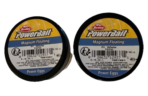 Lot of  2 Small .5 oz Jars Berkley PowerBait Magnum Floating Power Eggs FL White - Picture 2 of 5