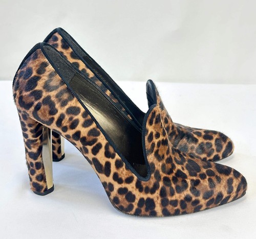STUART WEITZMAN Uprise Calf Hair Pumps 9 Chocolate Brown Leopard Print Shoes - Picture 3 of 14