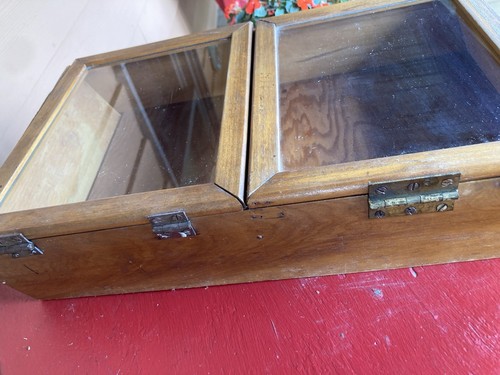 Vintage Candy Display 1 Cent Wooden Glass Doors Unbranded Lays Flat - Picture 9 of 14