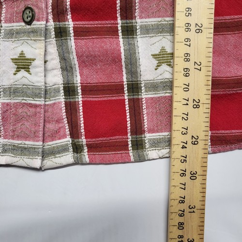 Liz & Me Shirt Womens 4X Button Up Flannel Holiday Snowman Embroidered Plaid - Picture 14 of 15