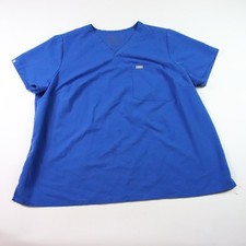 Figs Catarina Slim Fit Scrub Top V Neck Royal Blue Womens 4XL READ