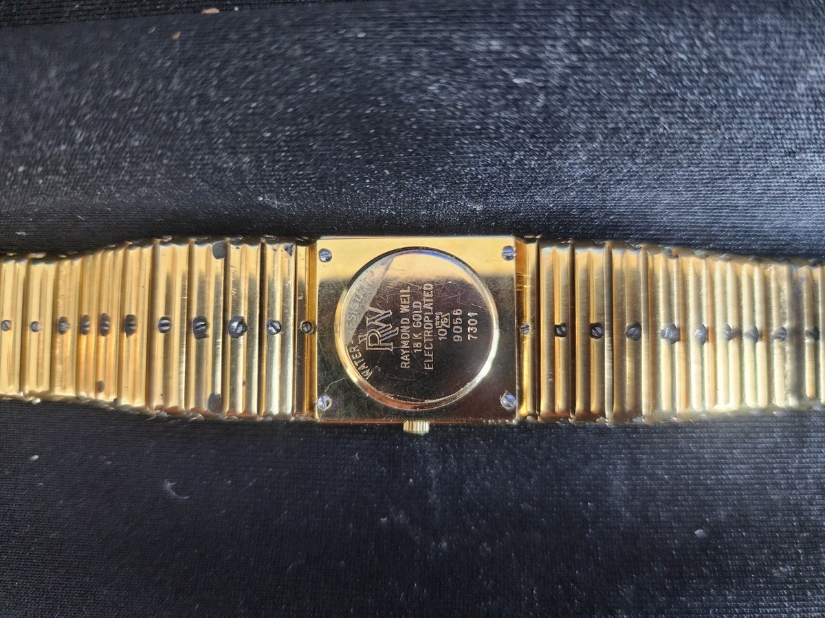 Vintage Raymond Weil Geneve Quartz 18k Gold Electroplated