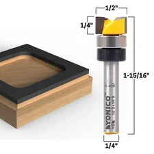 1/2" Diameter Flush Trim Template Router Bit - 1/4" Shank - Yonico 14178q