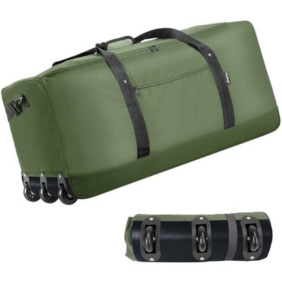 120L Foldable Rolling Duffel Bag with 3 Wheels, Light Weight Travel Duffel ba...