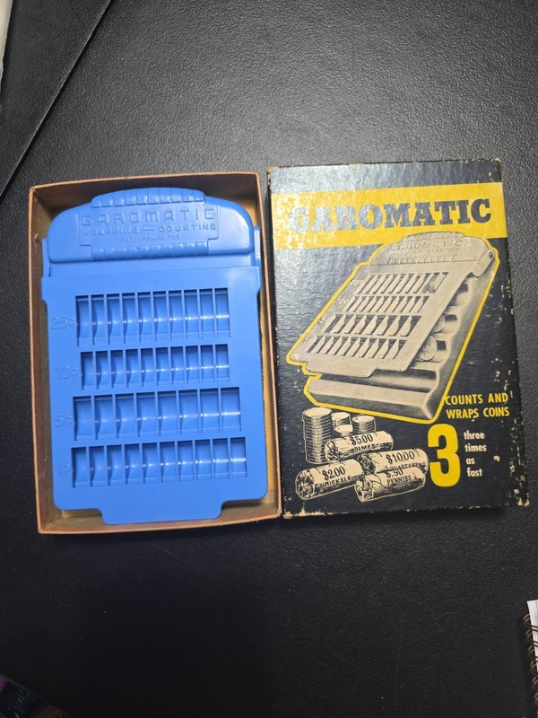 Vintage 1950 Garomatic Coin Counter & Wrapping Device In Original Box