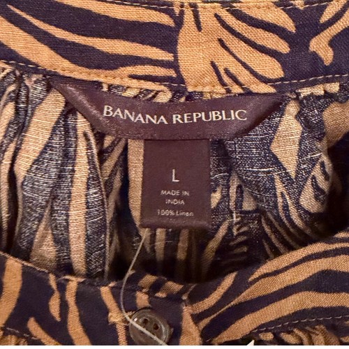 Banana Republic Leinenbluse Zebramuster Damen groß braun schwarz Boho Karriere - Bild 5 von 15
