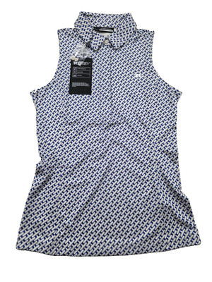 J. Lindeberg Dena Print Sleeveless Ladies Top Small Geo Navy Blue NEW NWT