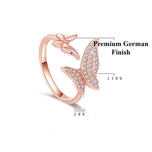 Butterfly Shape Finger Ring for Women Rose Gold Plated Zircon Studded C-12 - Picture 2 of 5
