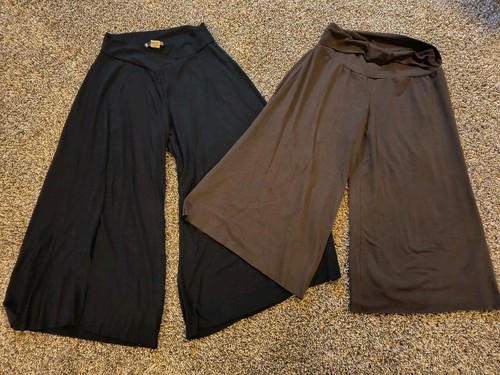 Lot Of 2 Y2K Gaucho Crop Pants Black/Brown Size Medium