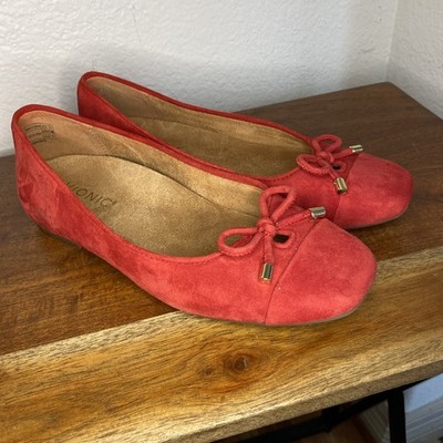 Vionic Klara Women's Ballet Flats  Red Leather Size 6