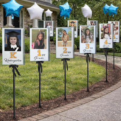 2026 Graduation Yard Signs K-12 Photo Set w Stakes Kindergarten to High School