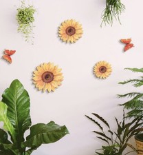5 Piece Sunflower Wall Decor Rustic Wooden Flower Art for Home Nursery