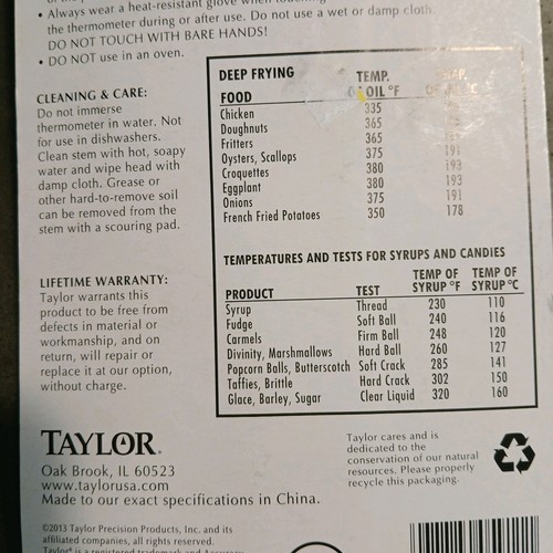 Taylor  Classic Easy To Read Candy, Jelly, Deep Fryer Dial Thermometer  - Picture 5 of 7