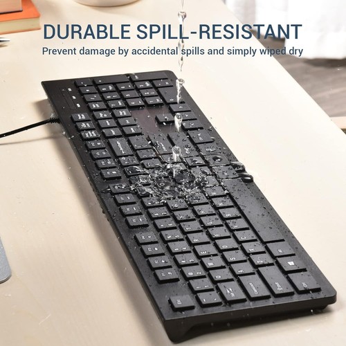 Computer Keyboard Wired, Plug Play USB Keyboard, Low Profile 2-Pack, Black - Picture 8 of 8