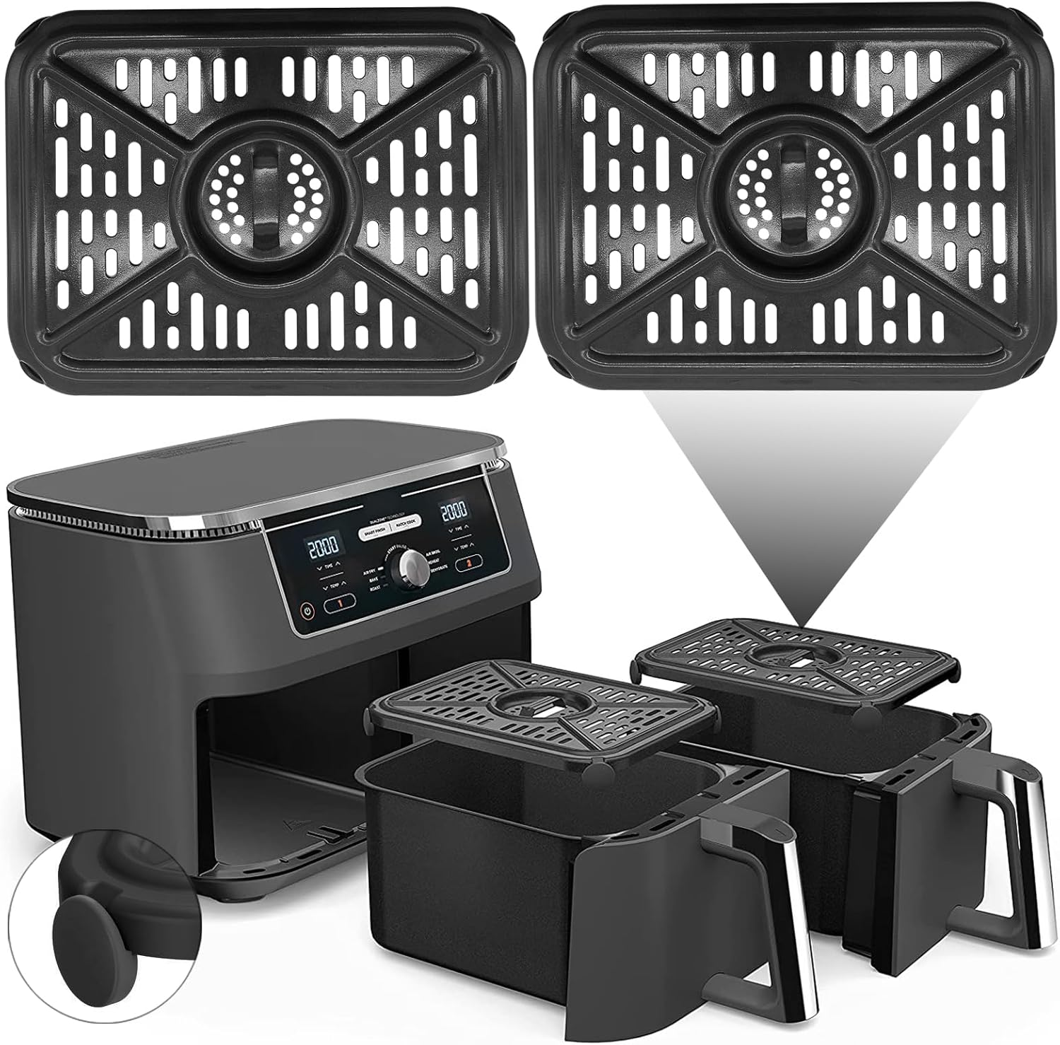 Air Fryer Grill Plate for Ninja Foodi AF400UK DZ400UK 9.5L 6 in 1Dualzone 2 Draw
