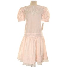 VTG Jessica McClintock Gunne Sax Dress Women 12 Lace Feminine Prairie Pink NWT