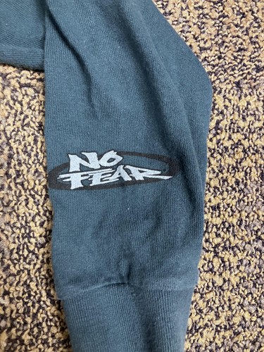 Vintage No Fear Shirt Herren Large Blau Langarm Motivation Skate 90s Y2K - Bild 6 von 10