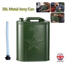 30L Metal Jerry Can Green Car Storage Fuel Petrol Diesel Container&Flexi Spout