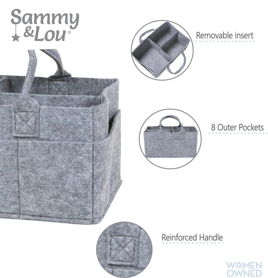 Collapsible Light Gray Felt Storage Caddy, Divided Design To Keep Diapers, Wi... - Image 3 of 4