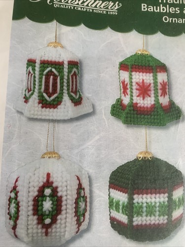 Traditional Baubles and Bells Ornaments Plastic Canvas Needlepoint Kit Unworked - Picture 3 of 9