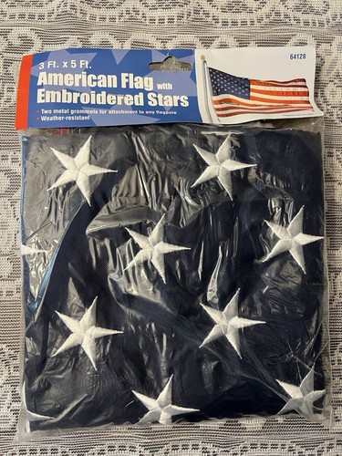 US American Flag 3x5 ft Heavy Duty Embroidered Stars Nylon Water Resistant