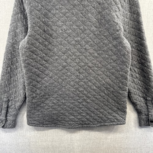 Faherty Epic Quilted Fleece CPO Jacket Mens Medium Gray Shacket Snap Pockets - Picture 15 of 15