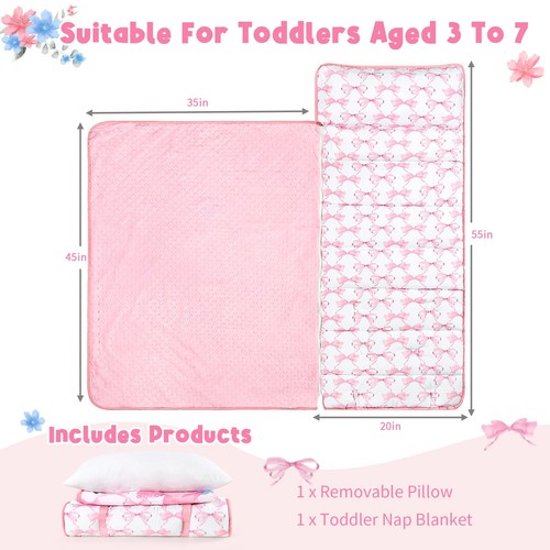 Kleinkind Nickerchen Matte mit abnehmbarem Kissen & weicher Minky Decke, extra große Rolle... - Bild 4 von 8