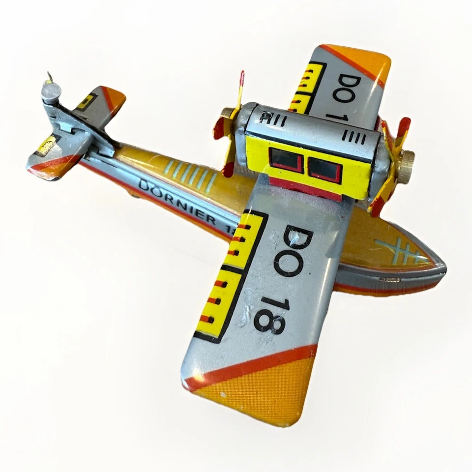 Vintage Ziss Germany Tin Litho Airplane – Dornier Do 18 Seaplane Toy - Image 3 of 4
