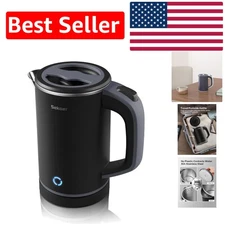 Portable 0.8L Electric Tea Kettle - Double Wall Design for Safe & Rapid Boiling