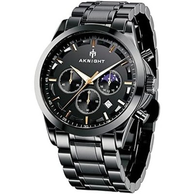 Men's Aknight 42mm Big Face Black Stainless Steel & Black