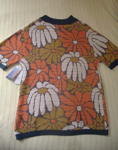 Suéter Masivo Edición de Lujo Hombres XL Salvaje Floral Crochet Tejido Polo ¡NUEVO CON ETIQUETAS! - Imagen 6 de 7