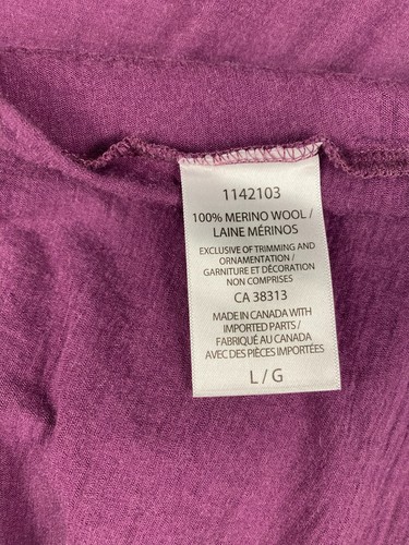 Cloudveil  Women 100% Merino Wool Top Purple Long Sleeves Canada Base layer Sz L - Bild 15 von 18