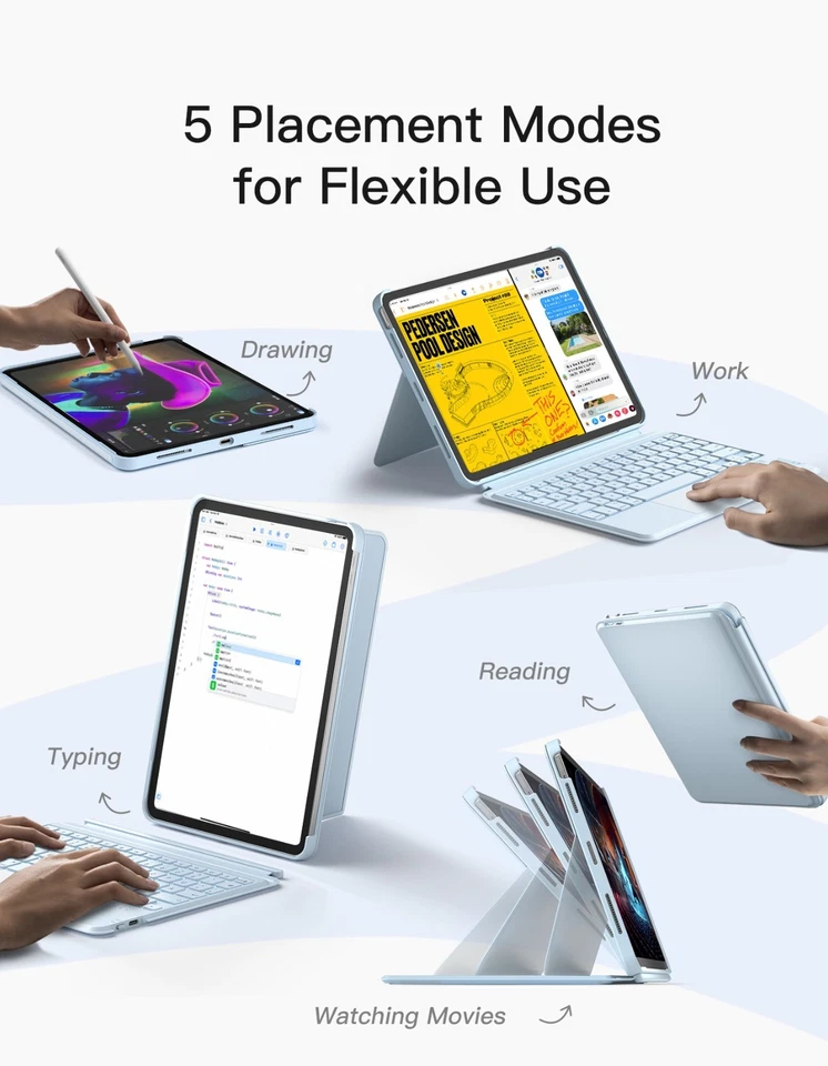 Inateck iPad Case Keyboard Detachable Backlight iPad A16 11 Inch 2025 iPad 10Gen - Image 4 of 4