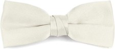 Boys White Satin Clip-On Bow Tie Adjustable Banded Formal Wedding Kids