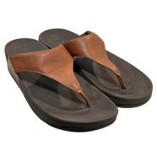 Fitflop Lulu Leather Brown Thong Sandals Casual Comfort Slides US 9 EUR 41