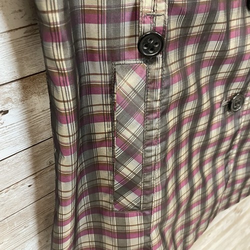 Dalia Collection Womens M Rain Jacket Lined Purple Grey Plaid Belted Button Up - Picture 8 of 11